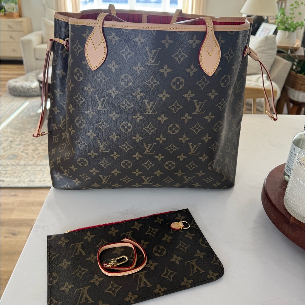 Monogram Tote with Red Trim